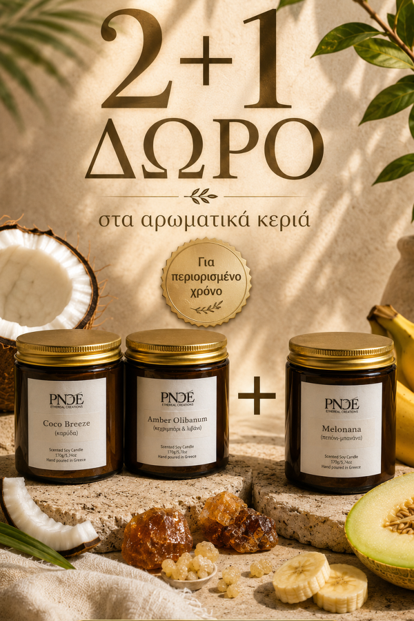 2 +1 ΔΩΡΟ Natural Soy Candle