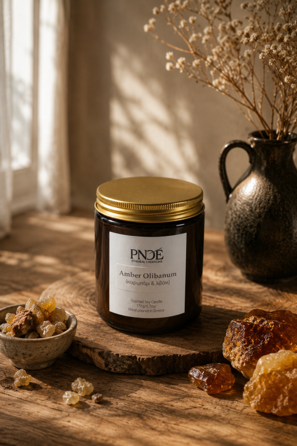 "Amber Olibanum" - Κεχριμπάρι & Λιβάνι Natural Soy Candle 170gr