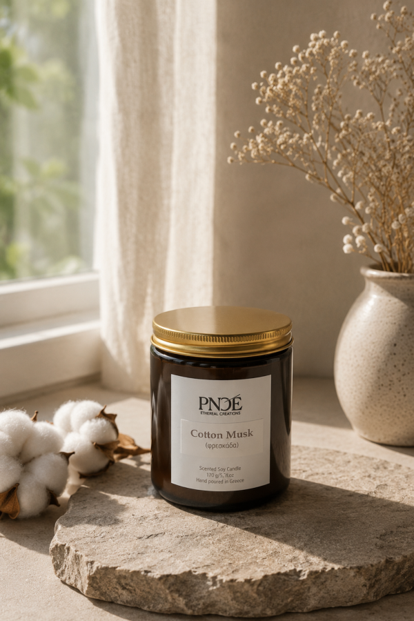 "Cotton Musk" - Φρεσκάδα  Natural Soy Candle 170gr
