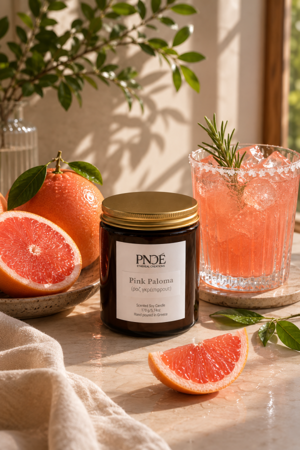 "Pink Paloma" - Ρόζ Γκρέιπφρουτ  Natural Soy Candle 170gr