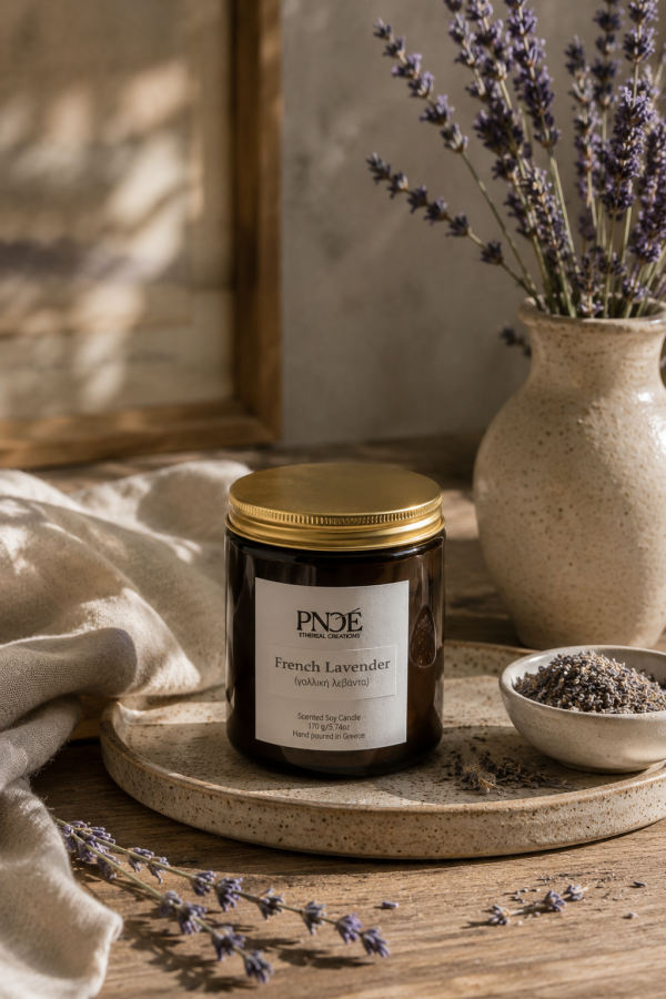 "French Lavender" - Γαλλική Λεβάντα  Natural Soy Candle 170gr