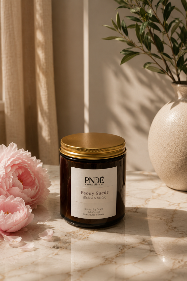 "Peony Suede" - Πεόνια & Σουέντ Natural Soy Candle 170gr