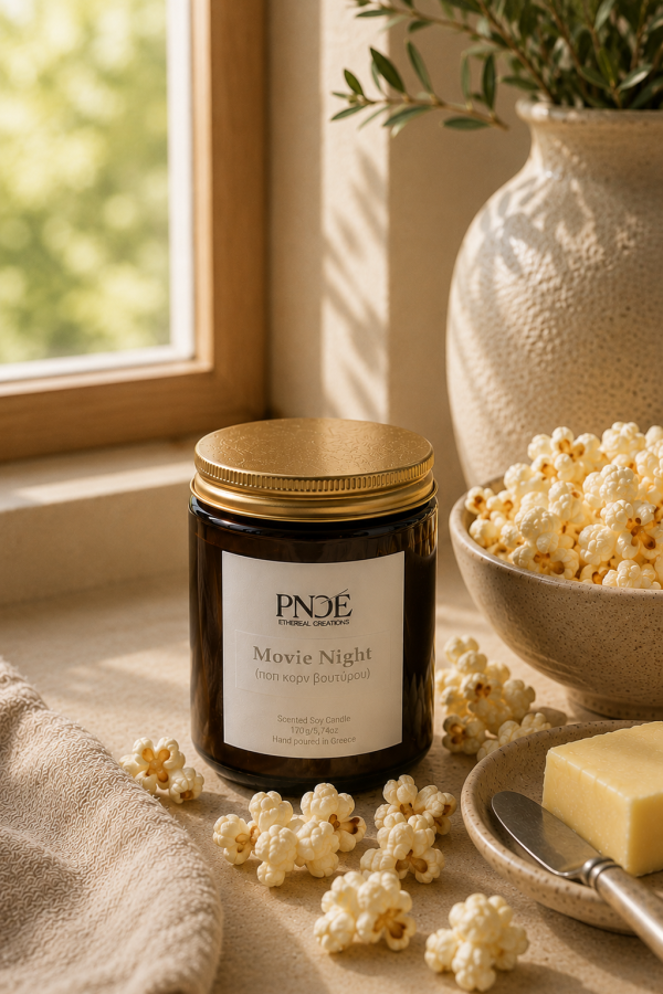"Movie Night" - Pop Corn Βουτύρου  Natural Soy Candle 170gr