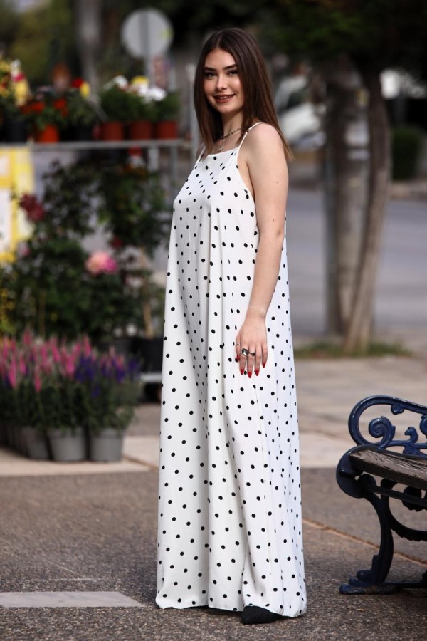 LILA POLKA DOT MAXI DRESS