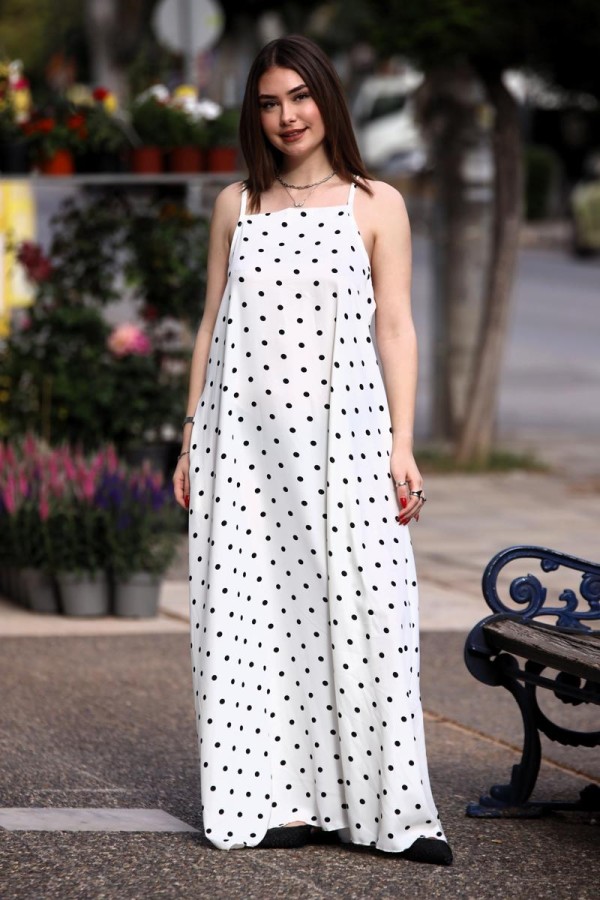LILA POLKA DOT MAXI DRESS