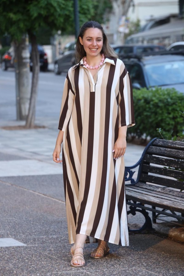 ELINA STRIPED CAFTAN DRESS MAXI