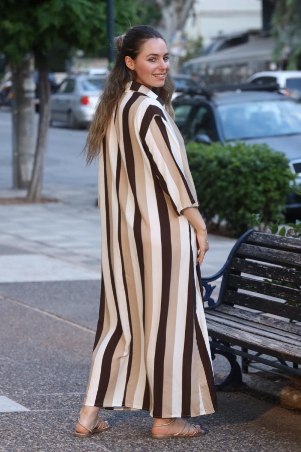 ELINA STRIPED CAFTAN DRESS MAXI