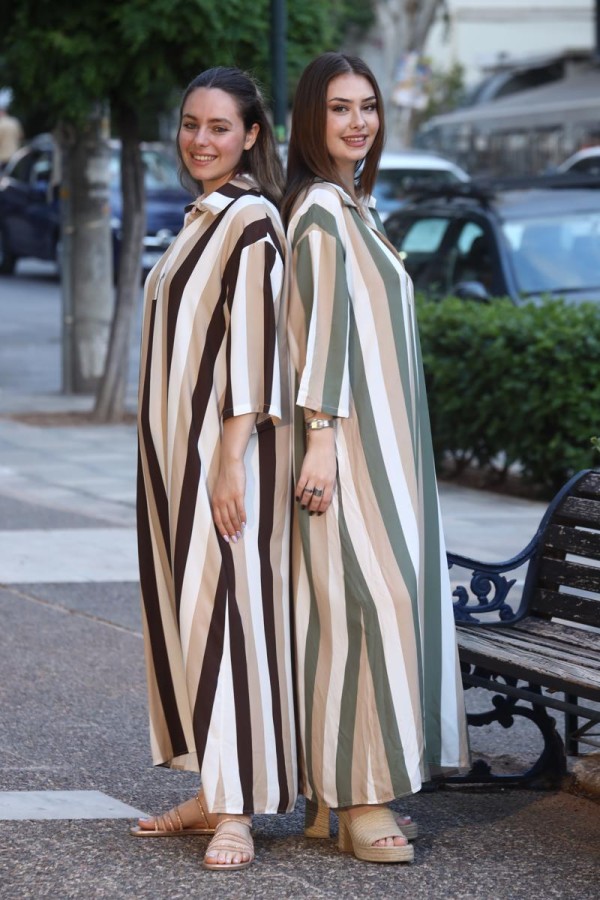ELINA STRIPED CAFTAN DRESS MAXI