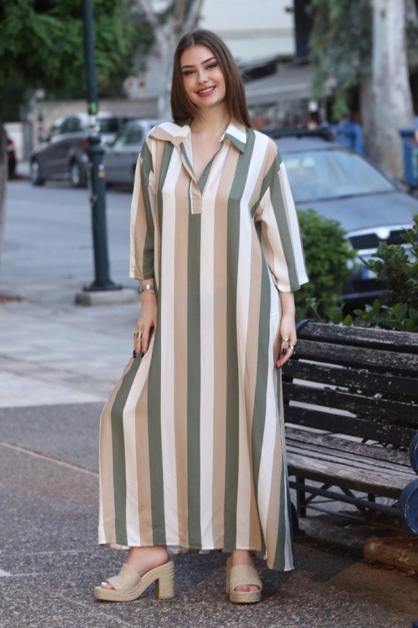 ELINA STRIPED CAFTAN DRESS MAXI