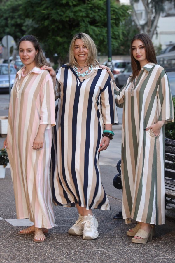 ELINA STRIPED CAFTAN DRESS MAXI