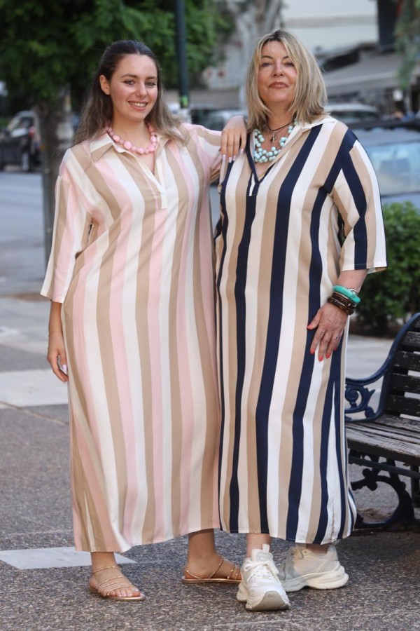 ELINA STRIPED CAFTAN DRESS MAXI