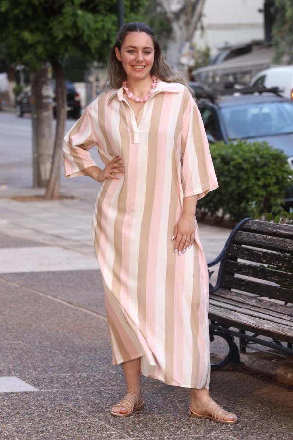 ELINA STRIPED CAFTAN DRESS MAXI