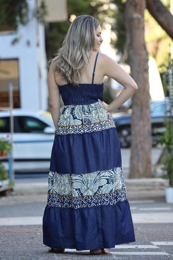 ARIN MAXI BOHO DENIM DRESS