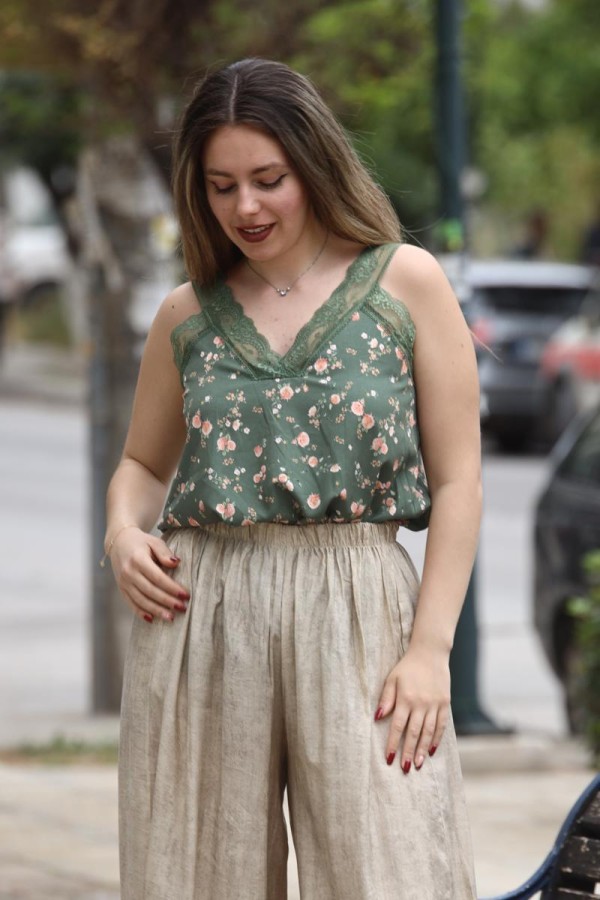 LINGERIE TOP FLORAL ΜΕ ΔΑΝΤΕΛΑ