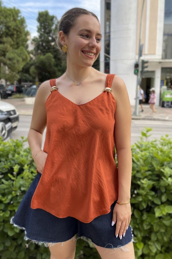 KAIA GOLDEN DETAIL ΑΜΑΝΙΚΟ ΤΟΠ