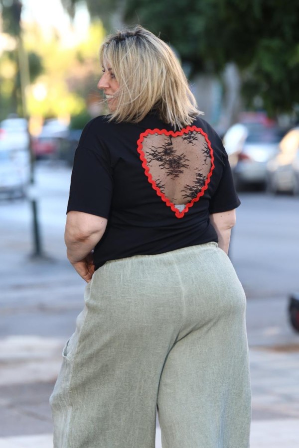 HEART LACE T-SHIRT ΜΕ ΔΑΝΤΕΛΑ