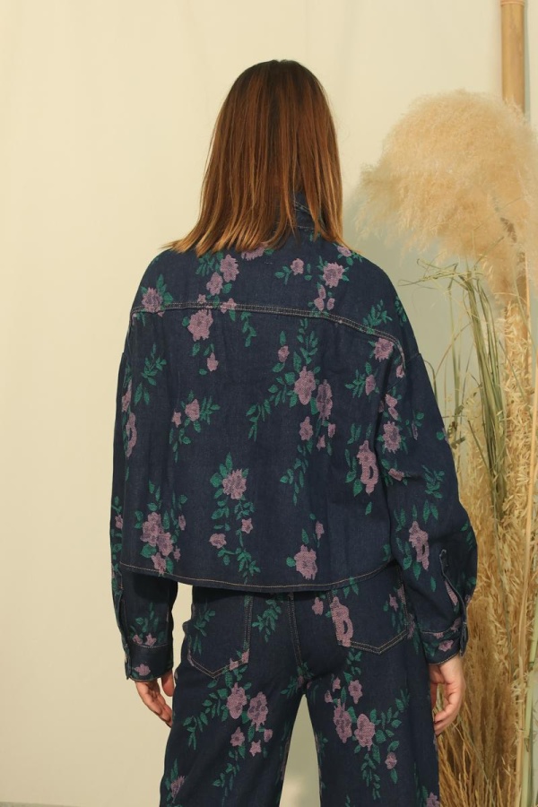 AURA ΤΖΙΝ JACKET ΜΕ ΦΛΟΡΑΛ ΚΕΝΤΗΜΑ