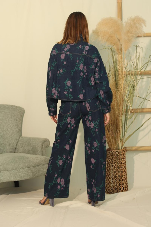 AURA ΤΖΙΝ JACKET ΜΕ ΦΛΟΡΑΛ ΚΕΝΤΗΜΑ