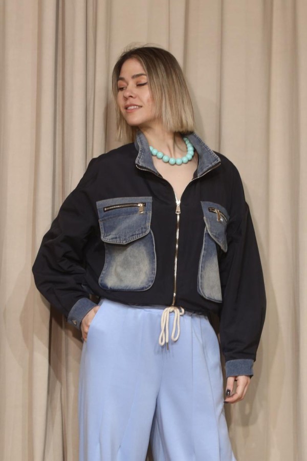 DENIM FUSION BOMBER JACKET