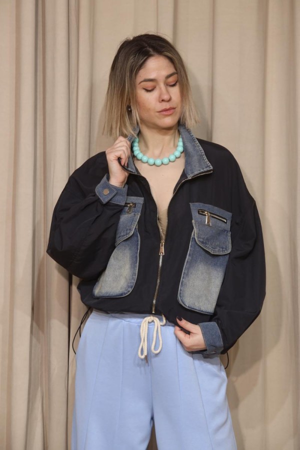 DENIM FUSION BOMBER JACKET