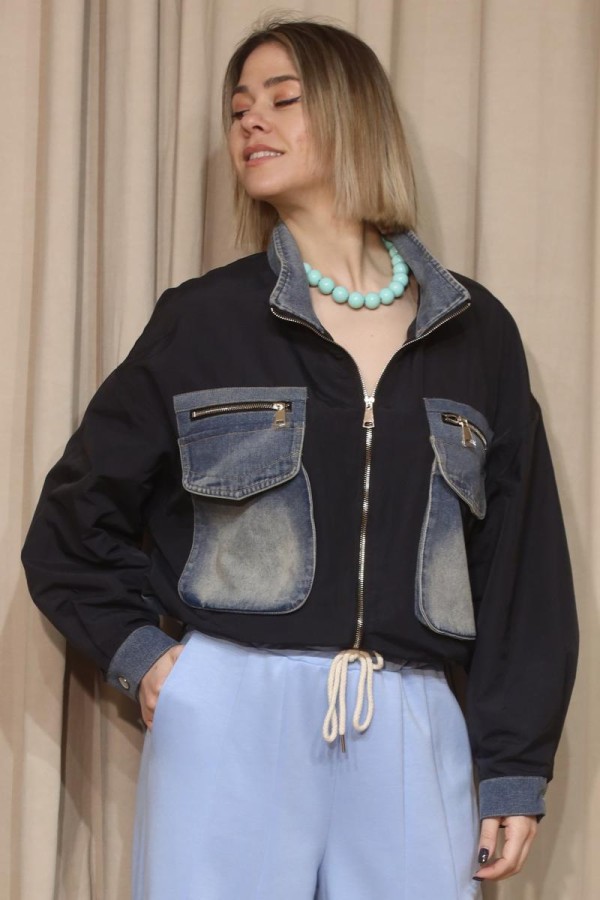 DENIM FUSION BOMBER JACKET