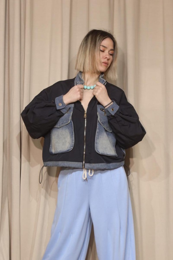 DENIM FUSION BOMBER JACKET