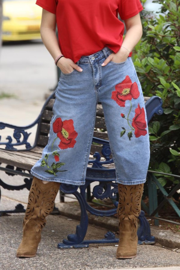 POPPY FLORAL DENIM ΒΕΡΜΟΥΔΑ