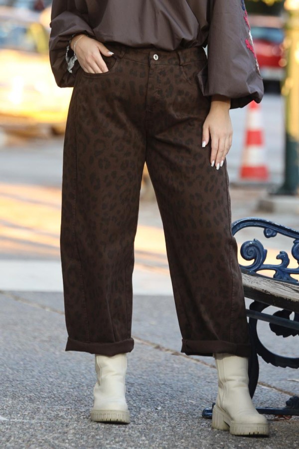 LEONA ANIMAL PRINT DENIM PANTS