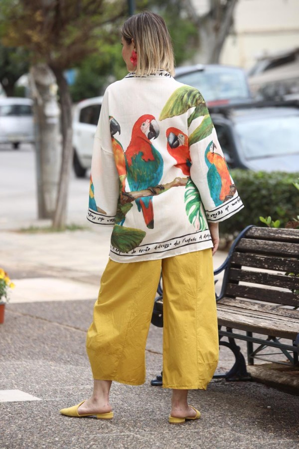TROPICAL PARROT WRAP TOP