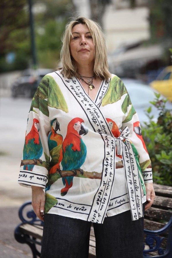 TROPICAL PARROT WRAP TOP