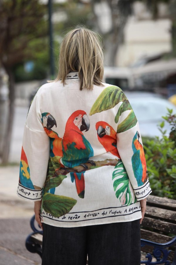 TROPICAL PARROT WRAP TOP