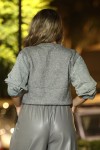 SOLEN ΠΛΕΚΤΟ ΜΕ DENIM STRASS ΜΑΝΙΚΙΑ