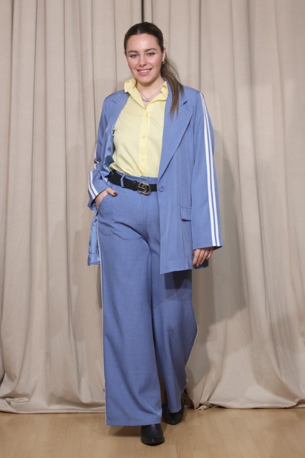 ZIA ΣΕΤ OVERSIZED ΣΑΚΑΚΙ ΚΑΙ WIDE LEG ΠΑΝΤΕΛΟΝΑ ΜΕ ΡΙΓΕΣ